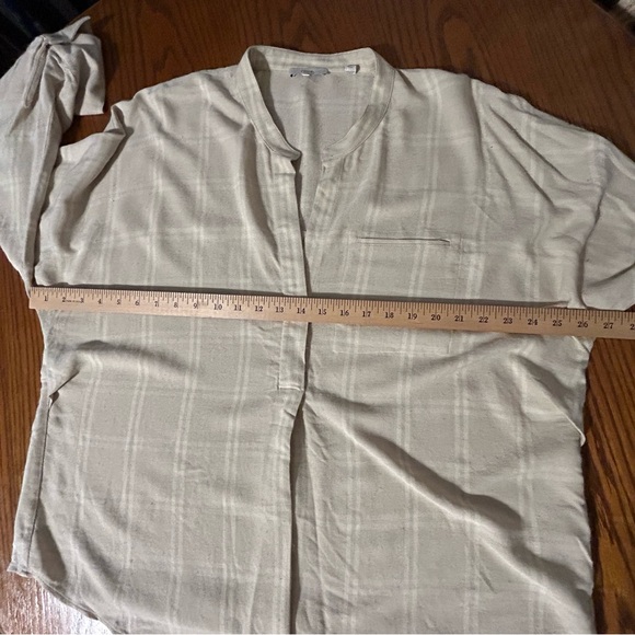 Vince Top Womens XL Tunic Blouse Classic Minimalist Basic Shadow Plaid Popover - Picture 10 of 11